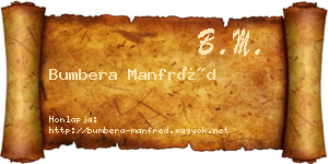 Bumbera Manfréd névjegykártya